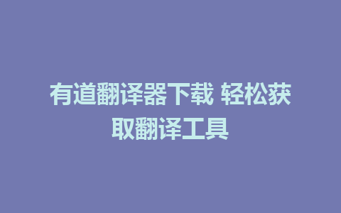 有道翻译器下载 轻松获取翻译工具