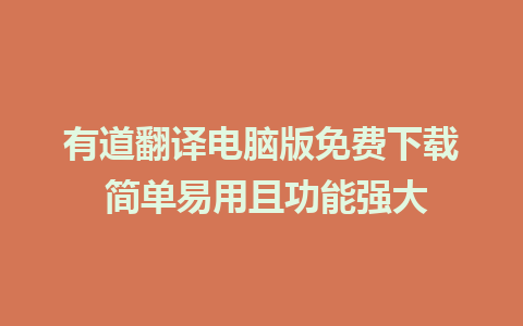 有道翻译电脑版免费下载 简单易用且功能强大