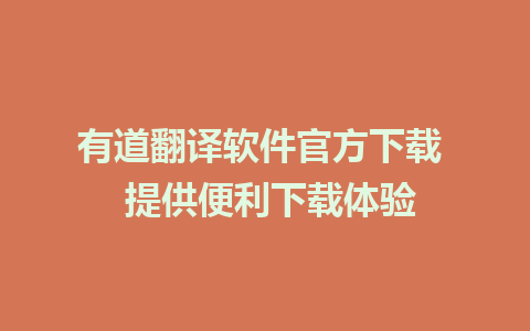 有道翻译软件官方下载  提供便利下载体验