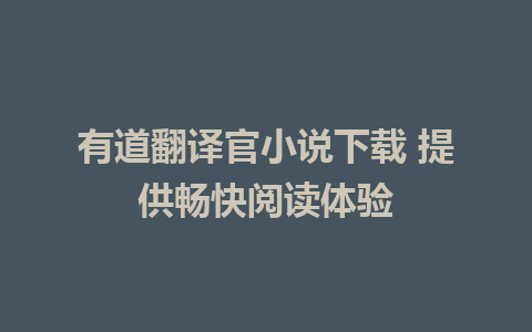 有道翻译官小说下载 提供畅快阅读体验