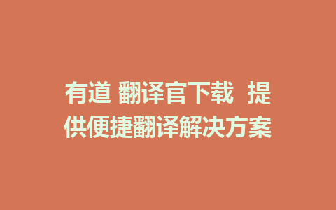 有道 翻译官下载  提供便捷翻译解决方案