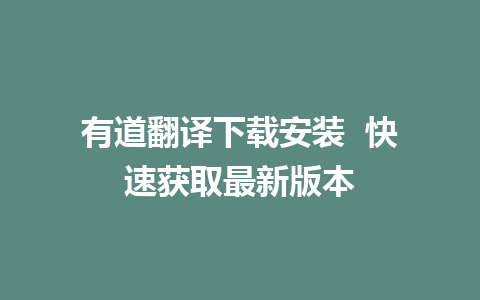 有道翻译下载安装  快速获取最新版本