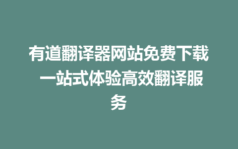 有道翻译器网站免费下载 一站式体验高效翻译服务