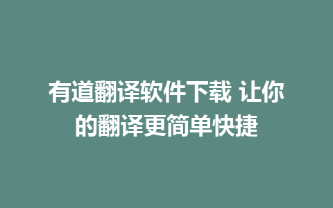 有道翻译软件下载 让你的翻译更简单快捷