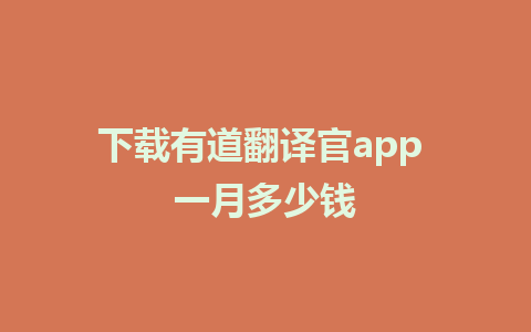 下载有道翻译官app 一月多少钱 