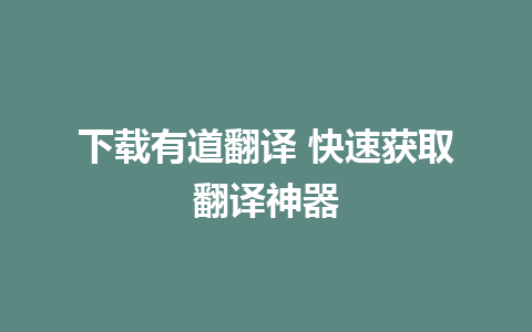 下载有道翻译 快速获取翻译神器