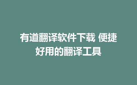 有道翻译软件下载 便捷好用的翻译工具