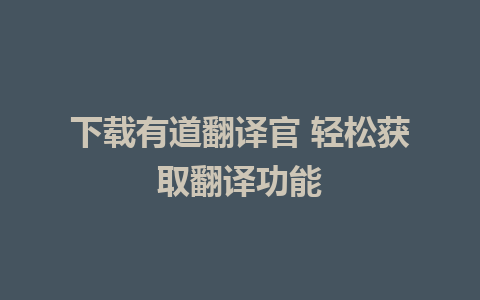 下载有道翻译官 轻松获取翻译功能