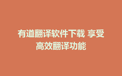 有道翻译软件下载 享受高效翻译功能