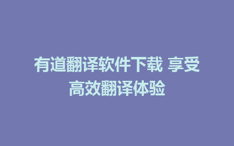 有道翻译软件下载 享受高效翻译体验