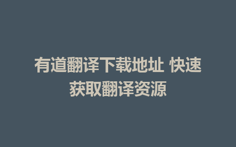 有道翻译下载地址 快速获取翻译资源