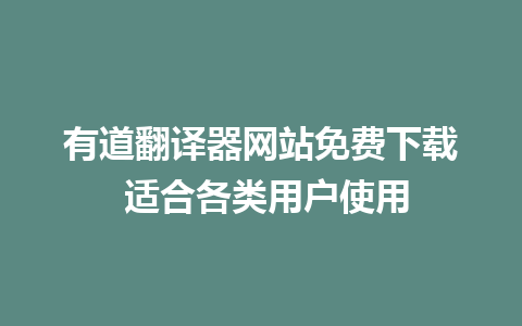 有道翻译器网站免费下载 适合各类用户使用