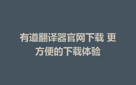 有道翻译器官网下载 更方便的下载体验