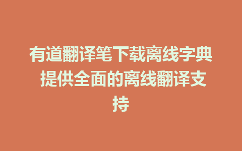 有道翻译笔下载离线字典 提供全面的离线翻译支持