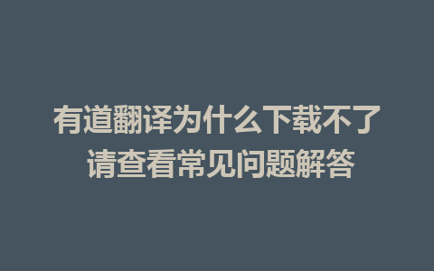 有道翻译为什么下载不了 请查看常见问题解答