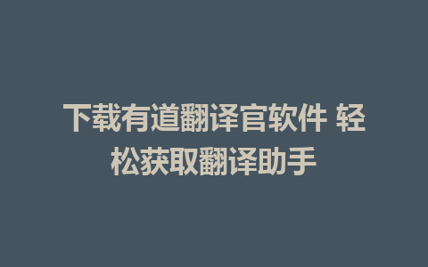 下载有道翻译官软件 轻松获取翻译助手