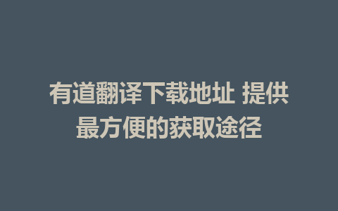 有道翻译下载地址 提供最方便的获取途径