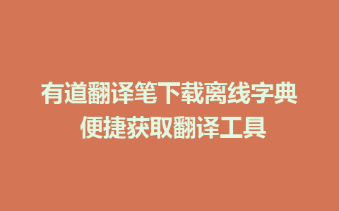 有道翻译笔下载离线字典 便捷获取翻译工具