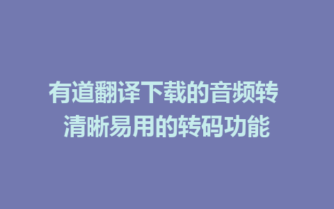 有道翻译下载的音频转 清晰易用的转码功能