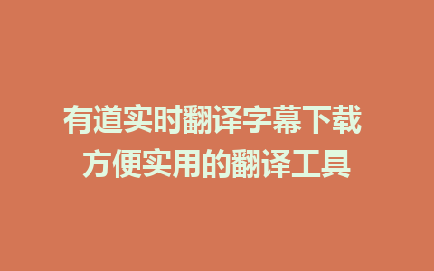 有道实时翻译字幕下载 方便实用的翻译工具