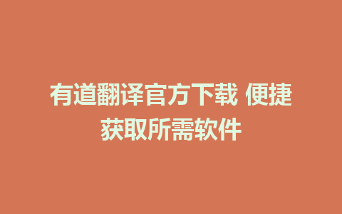 有道翻译官方下载 便捷获取所需软件