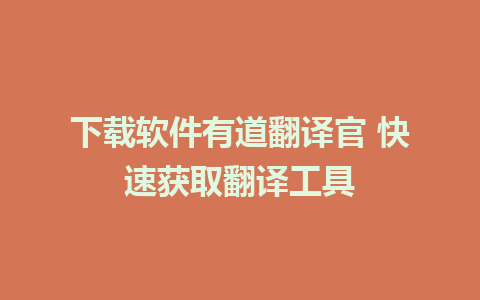 下载软件有道翻译官 快速获取翻译工具