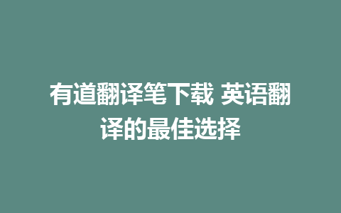 有道翻译笔下载 英语翻译的最佳选择