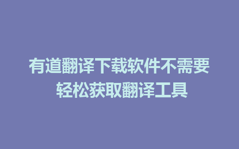 有道翻译下载软件不需要 轻松获取翻译工具