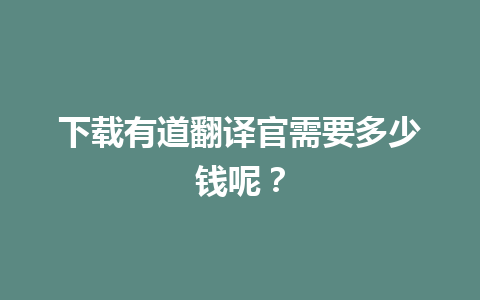 下载有道翻译官需要多少钱呢？