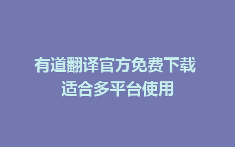 有道翻译官方免费下载 适合多平台使用